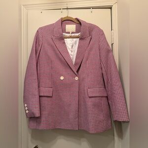 Maje Pink small checkered blazer